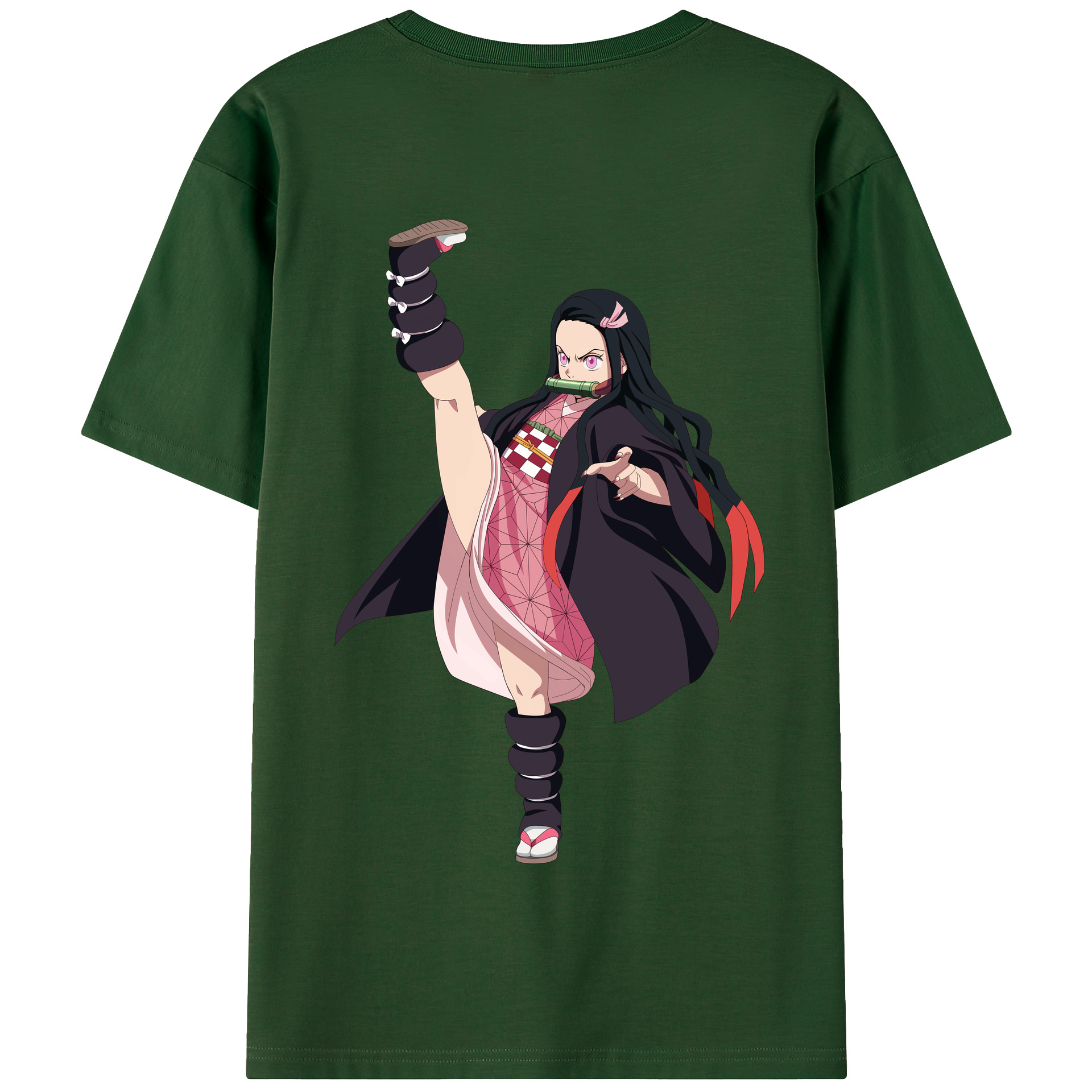（画像用） 鬼滅の刃（きめつのやいば）竈門 禰󠄀豆子／かまど ねずこ Kamado Nezuko 綿100％半袖Tシャツ（背面プリント）